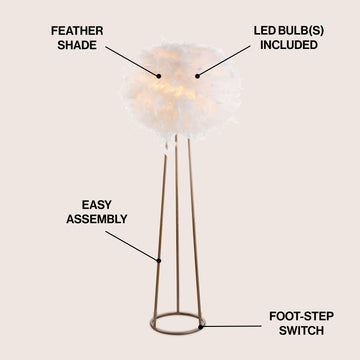 Stork 52" Feather Metal LED Floor Lamp - JONATHAN Y